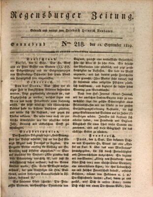 Regensburger Zeitung Samstag 12. September 1829