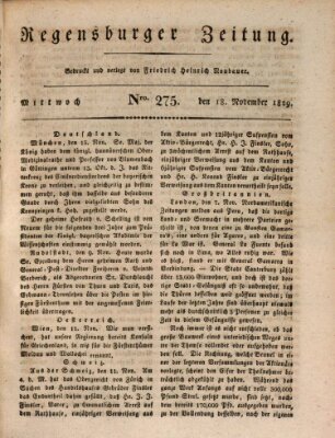 Regensburger Zeitung Mittwoch 18. November 1829