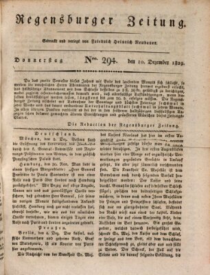 Regensburger Zeitung Donnerstag 10. Dezember 1829