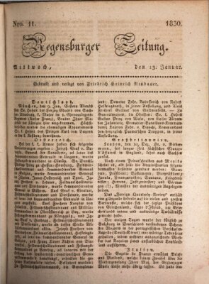 Regensburger Zeitung Mittwoch 13. Januar 1830