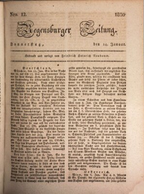 Regensburger Zeitung Donnerstag 14. Januar 1830