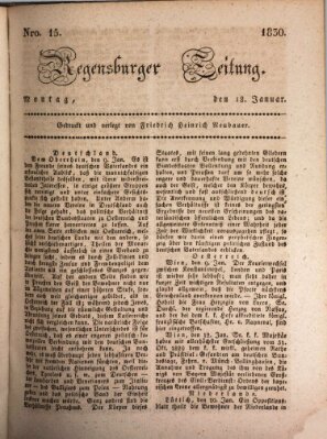 Regensburger Zeitung Montag 18. Januar 1830