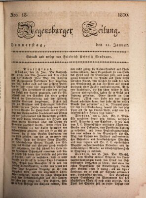 Regensburger Zeitung Donnerstag 21. Januar 1830