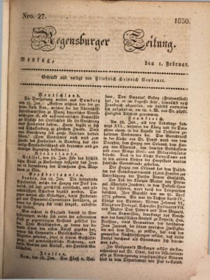 Regensburger Zeitung Montag 1. Februar 1830