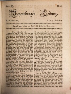 Regensburger Zeitung Mittwoch 3. Februar 1830