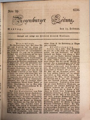 Regensburger Zeitung Montag 15. Februar 1830