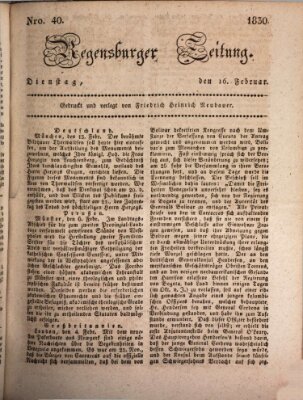 Regensburger Zeitung Dienstag 16. Februar 1830