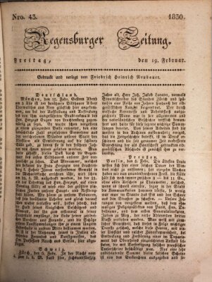 Regensburger Zeitung Freitag 19. Februar 1830