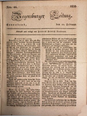 Regensburger Zeitung Samstag 20. Februar 1830