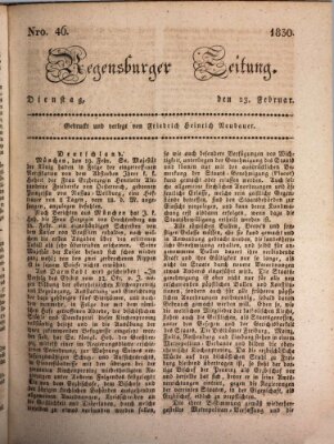 Regensburger Zeitung Dienstag 23. Februar 1830