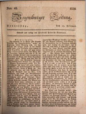 Regensburger Zeitung Donnerstag 25. Februar 1830