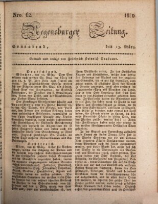 Regensburger Zeitung Samstag 13. März 1830