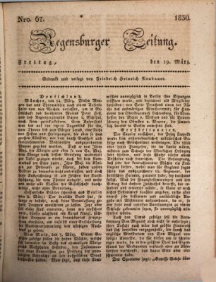 Regensburger Zeitung Freitag 19. März 1830