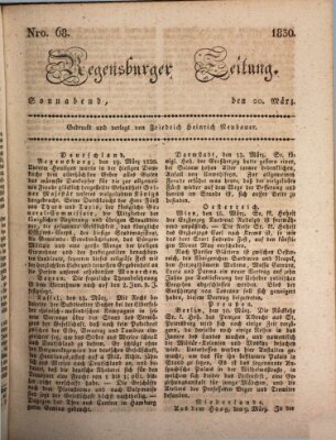 Regensburger Zeitung Samstag 20. März 1830