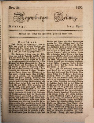 Regensburger Zeitung Montag 5. April 1830