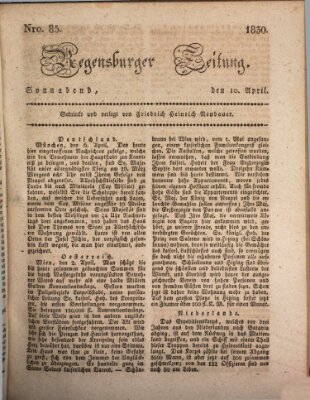 Regensburger Zeitung Samstag 10. April 1830