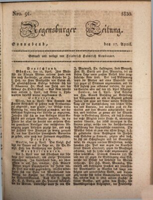 Regensburger Zeitung Samstag 17. April 1830