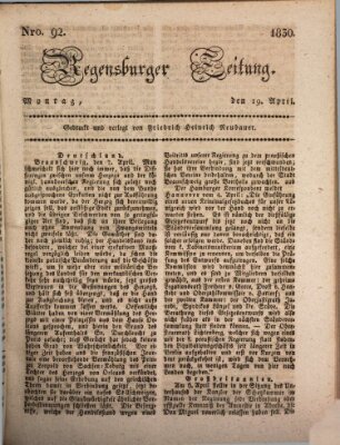 Regensburger Zeitung Montag 19. April 1830