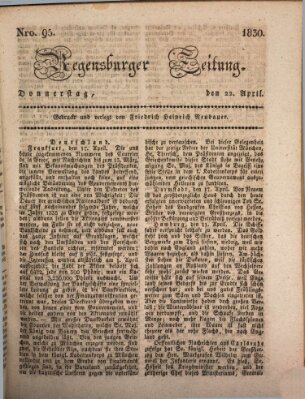 Regensburger Zeitung Donnerstag 22. April 1830