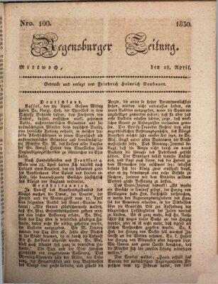 Regensburger Zeitung Mittwoch 28. April 1830