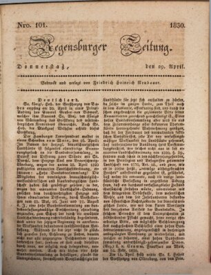 Regensburger Zeitung Donnerstag 29. April 1830