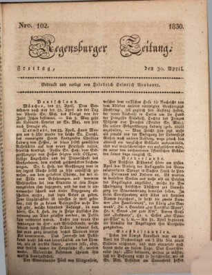 Regensburger Zeitung Freitag 30. April 1830