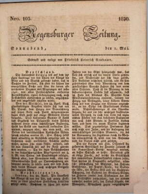 Regensburger Zeitung Samstag 1. Mai 1830