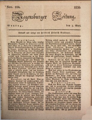 Regensburger Zeitung Montag 3. Mai 1830