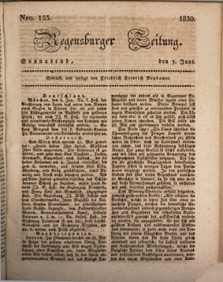 Regensburger Zeitung Samstag 5. Juni 1830