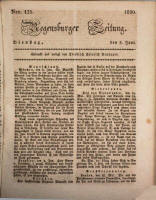 Regensburger Zeitung Dienstag 8. Juni 1830