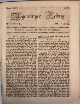 Regensburger Zeitung Mittwoch 16. Juni 1830