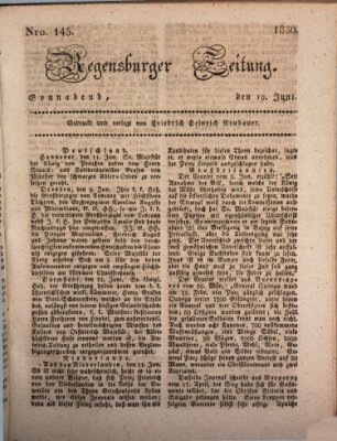 Regensburger Zeitung Samstag 19. Juni 1830