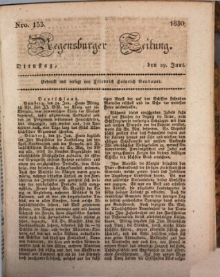 Regensburger Zeitung Dienstag 29. Juni 1830