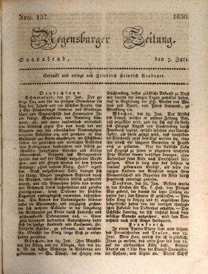 Regensburger Zeitung Samstag 3. Juli 1830