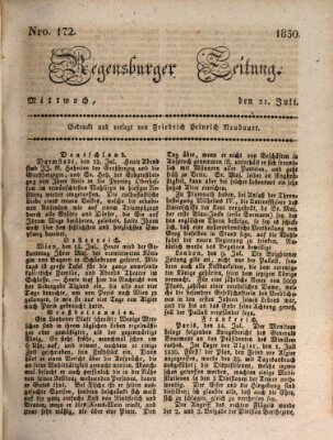 Regensburger Zeitung Mittwoch 21. Juli 1830