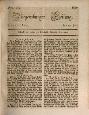 Regensburger Zeitung Donnerstag 29. Juli 1830