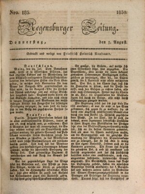 Regensburger Zeitung Donnerstag 5. August 1830