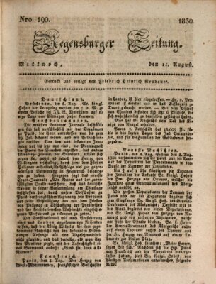 Regensburger Zeitung Mittwoch 11. August 1830