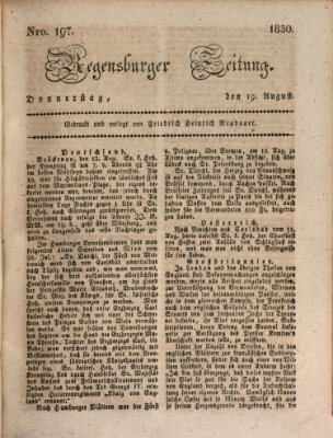 Regensburger Zeitung Donnerstag 19. August 1830