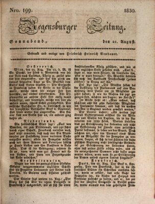 Regensburger Zeitung Samstag 21. August 1830