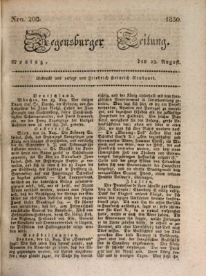 Regensburger Zeitung Montag 23. August 1830