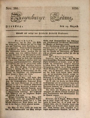 Regensburger Zeitung Dienstag 24. August 1830