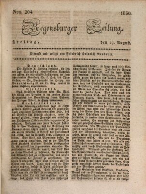 Regensburger Zeitung Freitag 27. August 1830