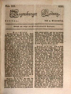 Regensburger Zeitung Freitag 3. September 1830