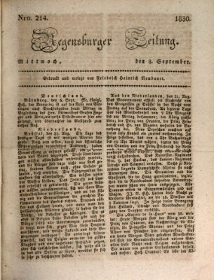 Regensburger Zeitung Mittwoch 8. September 1830