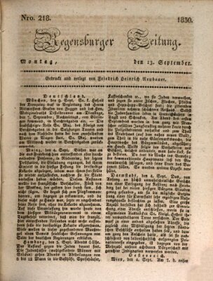 Regensburger Zeitung Montag 13. September 1830