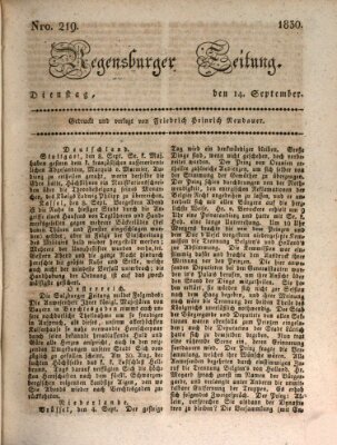 Regensburger Zeitung Dienstag 14. September 1830