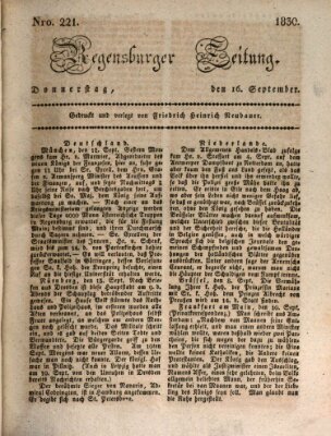 Regensburger Zeitung Donnerstag 16. September 1830