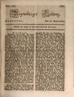 Regensburger Zeitung Samstag 18. September 1830