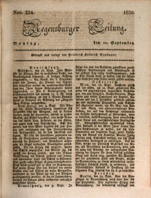 Regensburger Zeitung Montag 20. September 1830